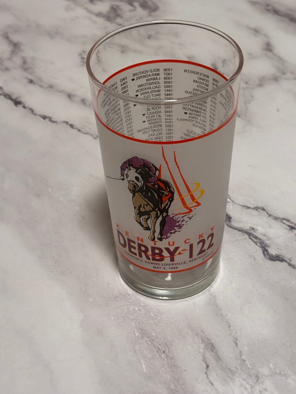 1996 Kentucky Derby Official 122 Churchill Downs Vintage Julep Glass Louisville